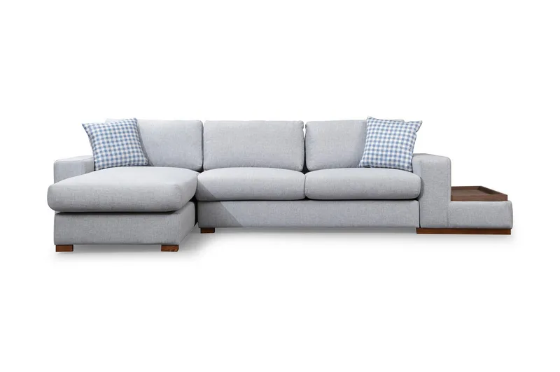 Huelva Vänstervänd L-formad Divansoffa med Schäslong 332 cm i Tyg, Grå