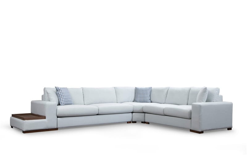 Huelva Vänstervänd L-formad Hörnsoffa 363 cm i Tyg med Sidobord - Beige - Möbler - Soffa - Hörnsoffa