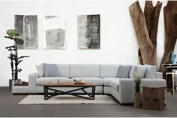 Huelva Vänstervänd L-formad Hörnsoffa 363 cm i Tyg med Sidobord - Beige - Möbler - Soffa - Hörnsoffa
