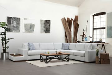 Huelva Vänstervänd L-formad Hörnsoffa 363 cm i Tyg med Sidobord - Beige - Möbler - Soffa - Hörnsoffa
