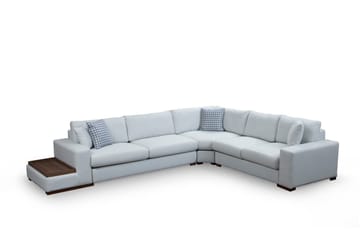 Huelva Vänstervänd L-formad Hörnsoffa 363 cm i Tyg med Sidobord - Beige - Möbler - Soffa - Hörnsoffa