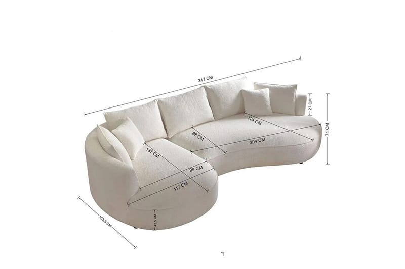 Hungirr Soffa med Divan 4-sits - Mörkgrå - Möbler - Soffa - Divansoffor & schäslongsoffa