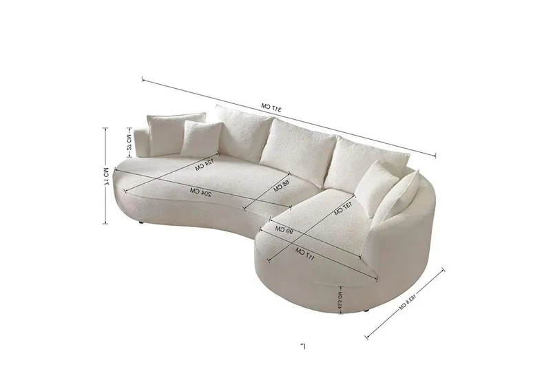 Hungirr Soffa med Divan 4-sits - Vit - Möbler - Soffa - Divansoffor & schäslongsoffa