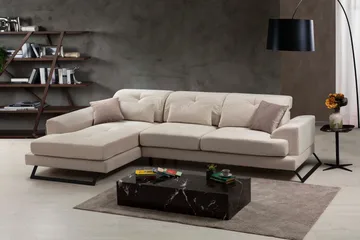Jaraad Divansoffa Höger - Beige/Svart - Möbler - Soffa - Divansoffor & schäslongsoffa