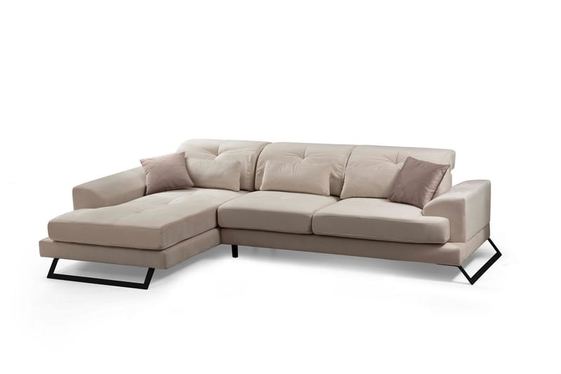 Jaraad Divansoffa Höger - Beige/Svart - Divansoffor & schäslongsoffa - 4 sits soffa med divan