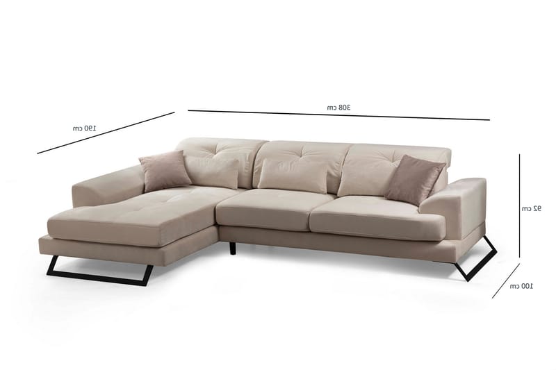 Jaraad Divansoffa Höger - Beige/Svart - Divansoffor & schäslongsoffa - 4 sits soffa med divan