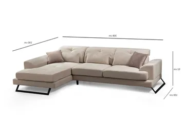 Jaraad Divansoffa Höger - Beige/Svart - Möbler - Soffa - Divansoffor & schäslongsoffa