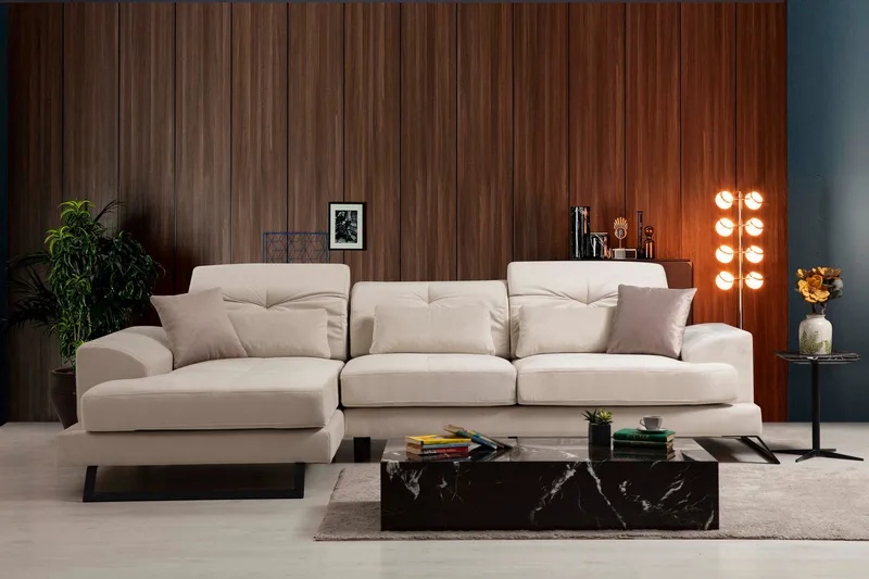 Jaraad Divansoffa Höger - Beige/Svart - Möbler - Soffa - Divansoffor & schäslongsoffa