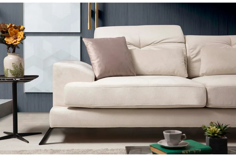 Jaraad Divansoffa Höger - Beige/Svart - Möbler - Soffa - Divansoffor & schäslongsoffa