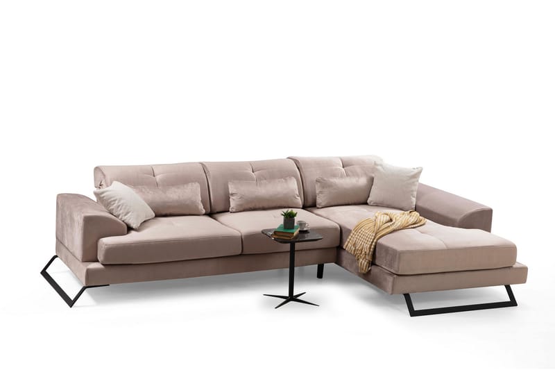 Jaraad Divansoffa Vänster - Beige/Svart - Divansoffor & schäslongsoffa - 4 sits soffa med divan