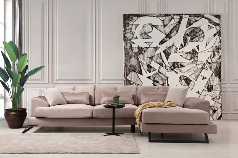 Jaraad Divansoffa Vänster - Beige/Svart - Möbler - Soffa - Divansoffor & schäslongsoffa