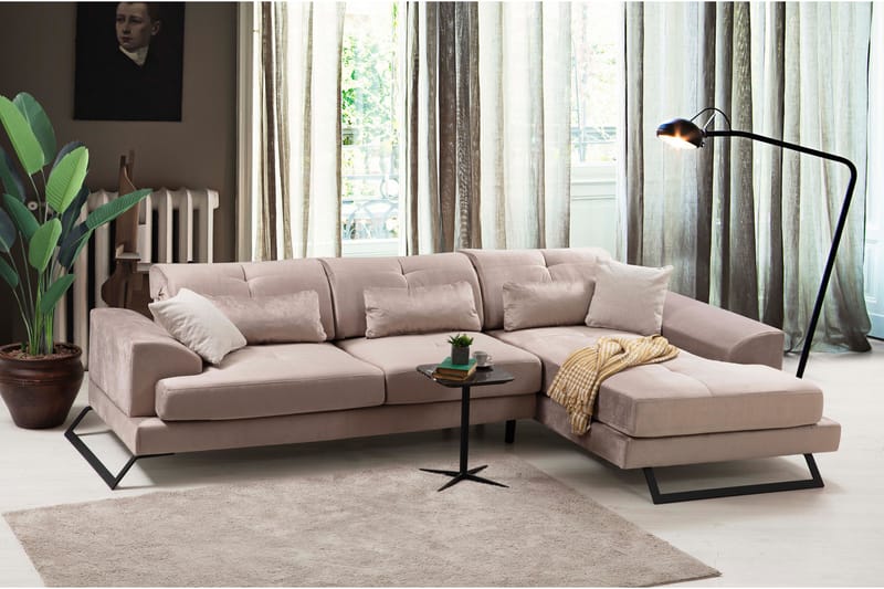 Jaraad Divansoffa Vänster - Beige/Svart - Möbler - Soffa - Divansoffor & schäslongsoffa