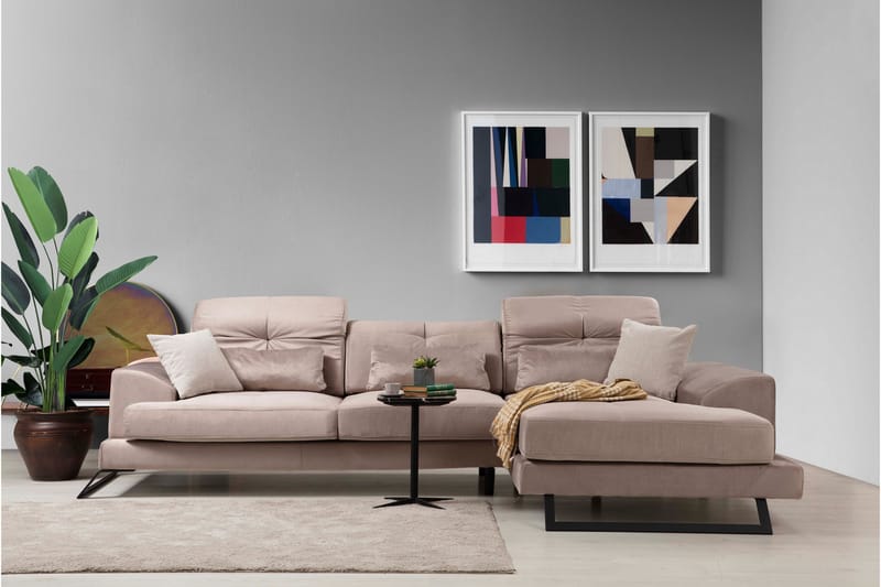Jaraad Divansoffa Vänster - Beige/Svart - Möbler - Soffa - Divansoffor & schäslongsoffa