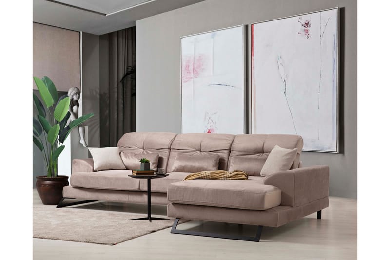 Jaraad Divansoffa Vänster - Beige/Svart - Möbler - Soffa - Divansoffor & schäslongsoffa
