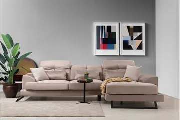 Jaraad Divansoffa Vänster - Beige/Svart - Möbler - Soffa - Divansoffor & schäslongsoffa
