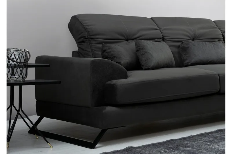 Jaraad Hörnsoffa med Divan Höger - Svart - Möbler - Soffa - Divansoffor & schäslongsoffa