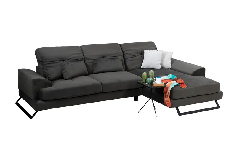 Jaraad Hörnsoffa med Divan Höger - Svart - Möbler - Soffa - Divansoffor & schäslongsoffa