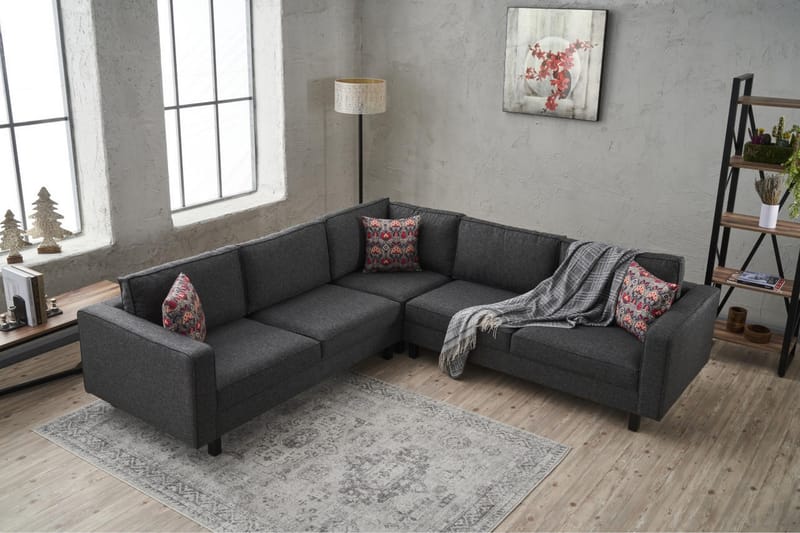 Kaletea Soffa m. Divan 4-sits - Antracit - Divansoffor & schäslongsoffa - 4 sits soffa med divan