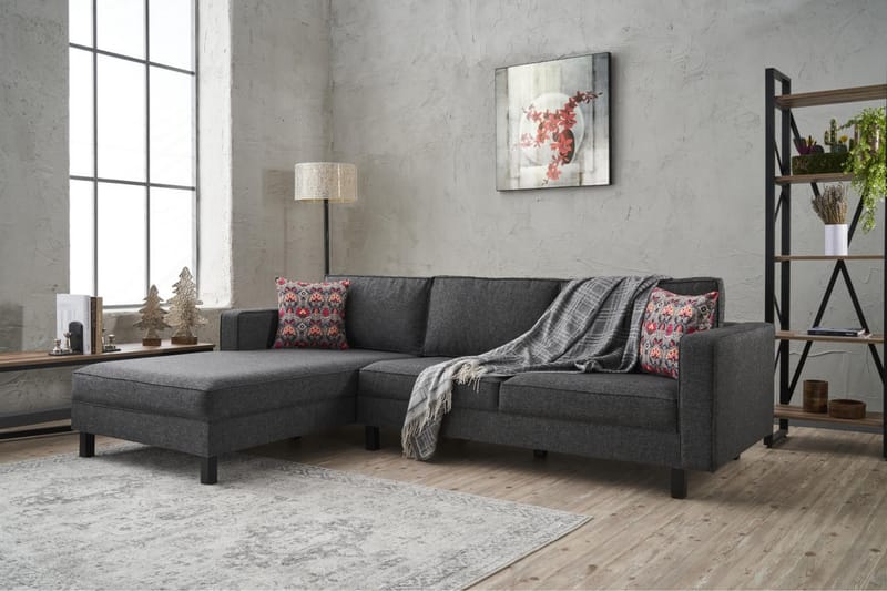 Kaletea Soffa m. Divan 4-sits - Antracit - Divansoffor & schäslongsoffa - 4 sits soffa med divan