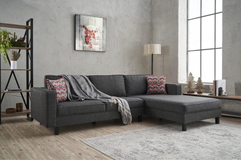 Kaletea Soffa m. Divan 4-sits - Antracit - Divansoffor & schäslongsoffa - 4 sits soffa med divan