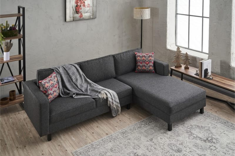 Kaletea Soffa m. Divan 4-sits - Antracit - Divansoffor & schäslongsoffa - 4 sits soffa med divan