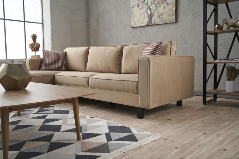 Kaletea Soffa m. Divan 4-sits - Beige - Divansoffor & schäslongsoffa - 4 sits soffa med divan