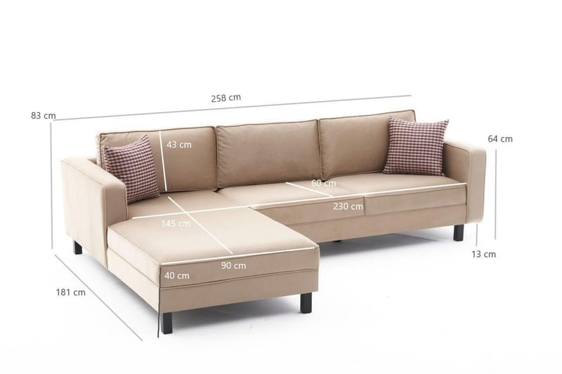 Kaletea Soffa m. Divan 4-sits - Beige - Divansoffor & schäslongsoffa - 4 sits soffa med divan
