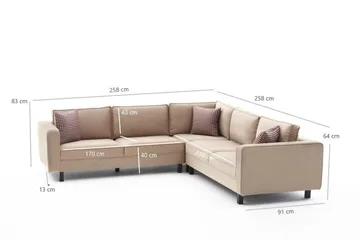 Kaletea Soffa m. Divan 4-sits - Beige - Möbler - Soffa - Hörnsoffa