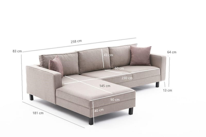 Kaletea Soffa m. Divan 4-sits - Cream - Divansoffor & schäslongsoffa - 4 sits soffa med divan