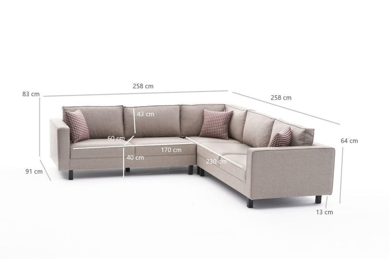 Kaletea Soffa m. Divan 4-sits - Cream - Möbler - Soffa - Hörnsoffa - Hörnsoffa med divan