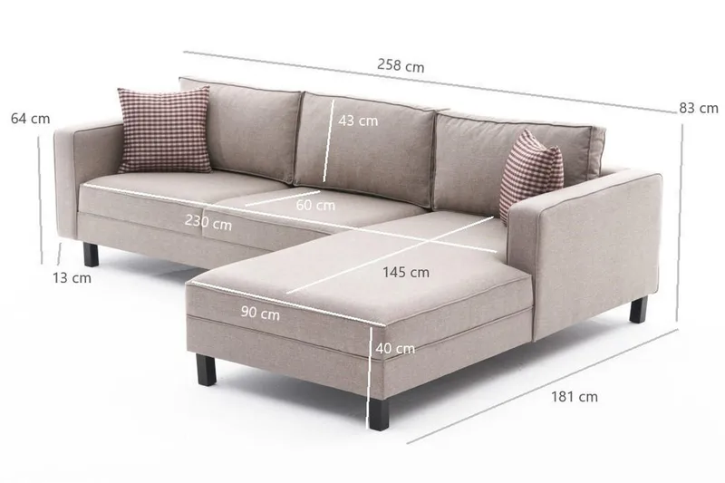 Kaletea Soffa m. Divan 4-sits - Cream - Möbler - Soffa - Divansoffor & schäslongsoffa