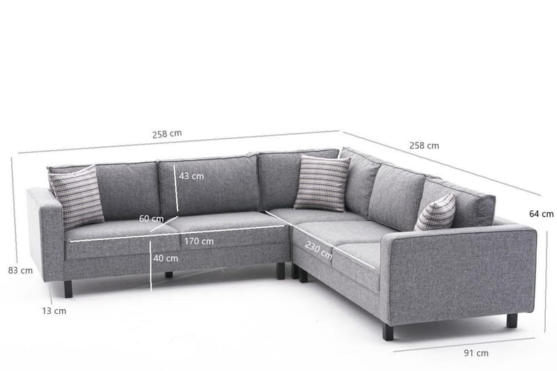 Kaletea Soffa m. Divan 4-sits - Grå - Möbler - Soffa - Divansoffor & schäslongsoffa