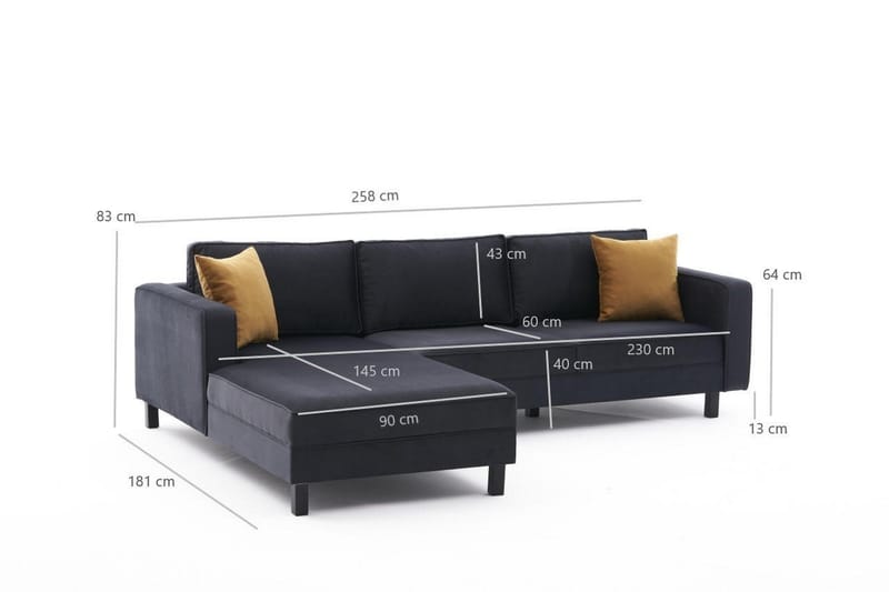 Kaletea Soffa m. Divan 4-sits - Mörkgrå - Möbler - Soffa - Divansoffor & schäslongsoffa