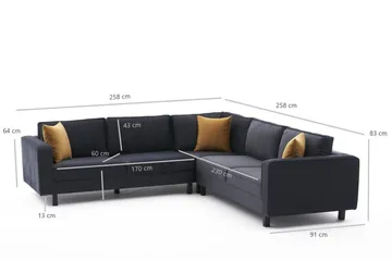 Kaletea Soffa m. Divan 4-sits - Mörkgrå - Möbler - Soffa - Hörnsoffa