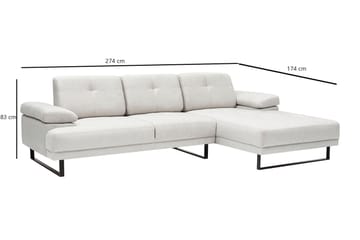 Kitimat 3-sits Högervänd L-formad Divansoffa 274 cm i Tyg - Beige - Möbler - Soffa - Divansoffor & schäslongsoffa - 3 sits soffa med divan