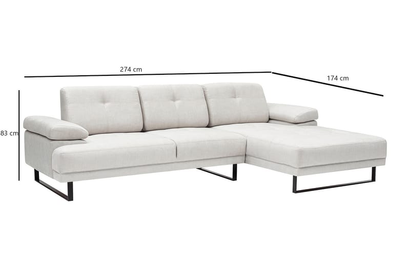 Kitimat 3-sits Högervänd L-formad Divansoffa 274 cm i Tyg - Beige - Möbler - Soffa - Divansoffor & schäslongsoffa - 3 sits soffa med divan