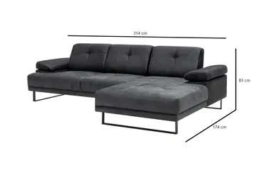 Kitimat 3-sits Högervänd L-formad Divansoffa 314 cm i Tyg - Grå - Möbler - Soffa - Divansoffor & schäslongsoffa - 3 sits soffa med divan