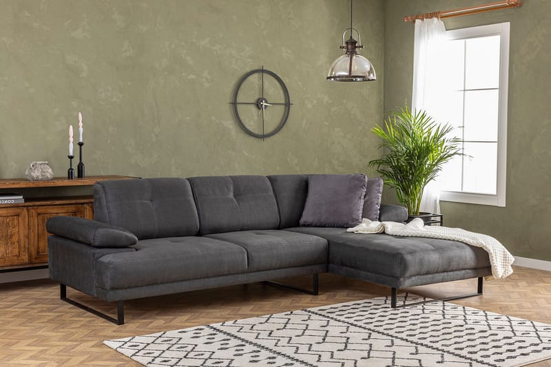 Kitimat 3-sits Högervänd L-formad Divansoffa 314 cm i Tyg - Grå - Möbler - Soffa - Divansoffor & schäslongsoffa - 3 sits soffa med divan