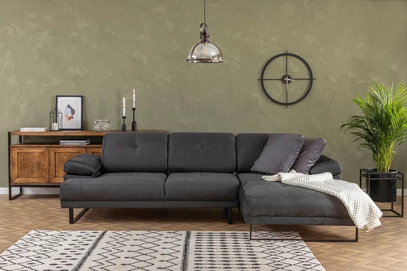 Kitimat 3-sits Högervänd L-formad Divansoffa 314 cm i Tyg, Grå