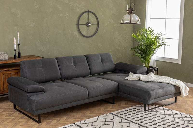 Kitimat 3-sits Högervänd L-formad Divansoffa 314 cm i Tyg - Grå - Möbler - Soffa - Divansoffor & schäslongsoffa - 3 sits soffa med divan