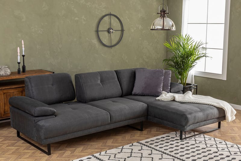 Kitimat 3-sits Högervänd L-formad Divansoffa 314 cm i Tyg - Grå - Möbler - Soffa - Divansoffor & schäslongsoffa - 3 sits soffa med divan