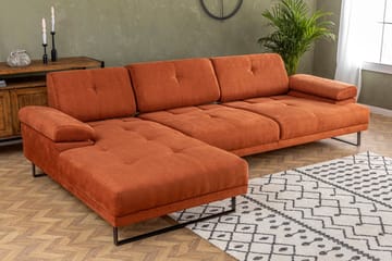 Kitimat 3-sits Vänstervänd L-formad Divansoffa 314 cm i Tyg - Orange - Möbler - Soffa - Divansoffor & schäslongsoffa - 3 sits soffa med divan