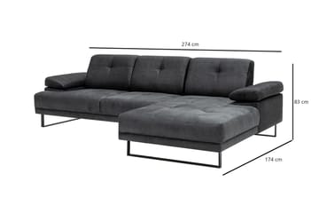 Kitimat Divansoffa 3-sits - Antracit - Möbler - Soffa - Divansoffor & schäslongsoffa - 3 sits soffa med divan