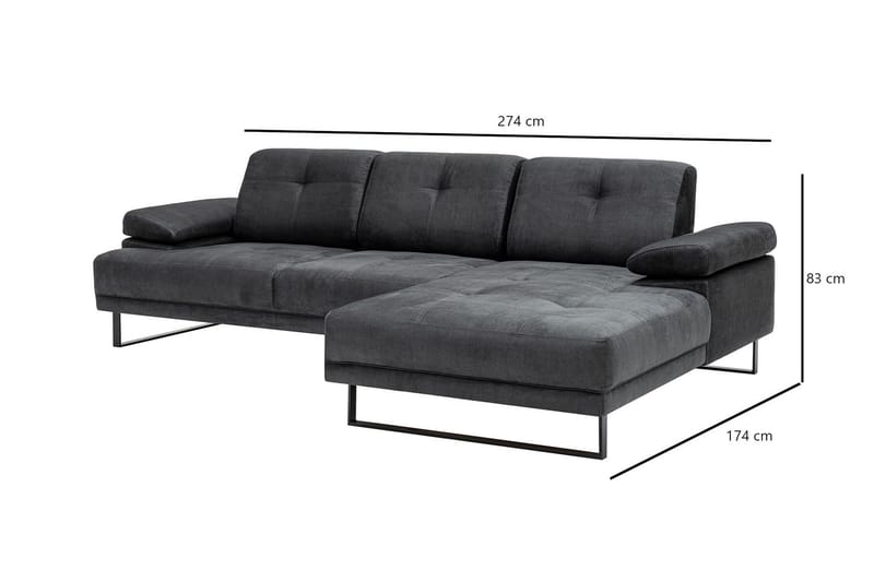 Kitimat Divansoffa 3-sits - Antracit - Möbler - Soffa - Divansoffor & schäslongsoffa - 3 sits soffa med divan