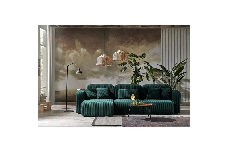 Kyrel Soffa med Divan 4-sits - Grön - Möbler - Soffa - Divansoffor & schäslongsoffa