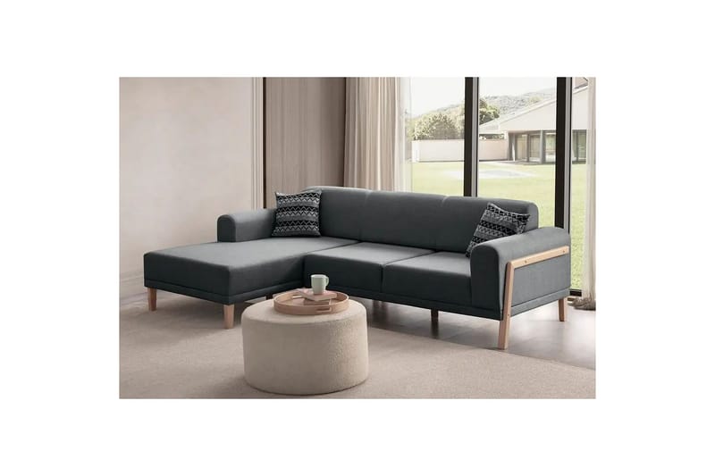 Latrona Soffa med Divan 3-sits - Antracit - Möbler - Soffa - Divansoffor & schäslongsoffa