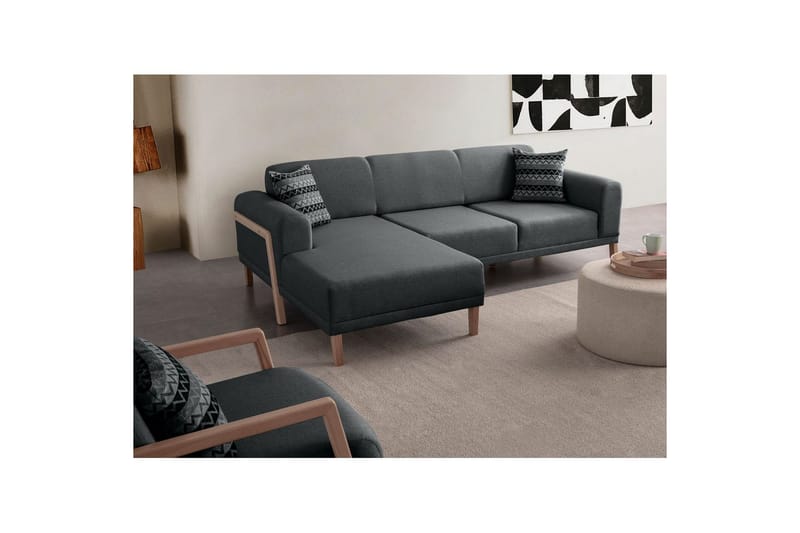 Latrona Soffa med Divan 3-sits - Antracit - Möbler - Soffa - Divansoffor & schäslongsoffa