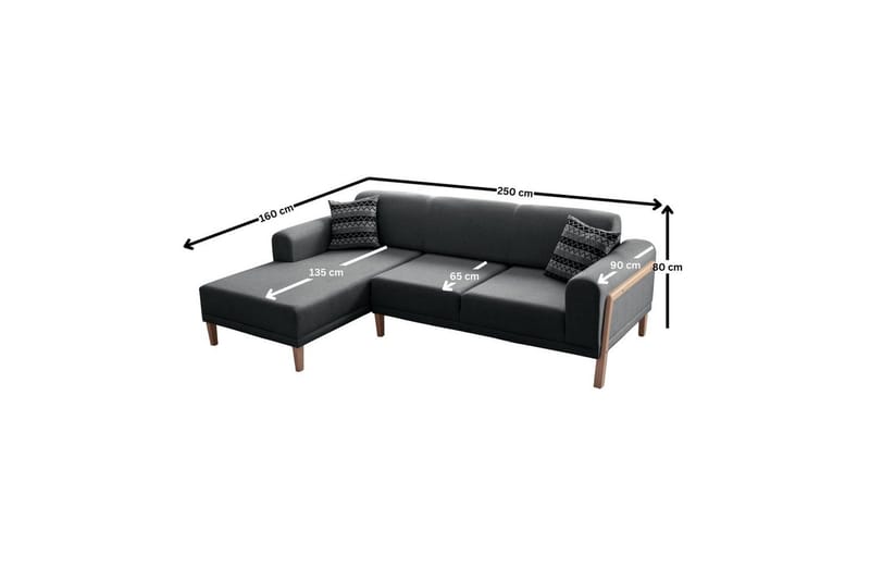Latrona Soffa med Divan 3-sits - Antracit - Möbler - Soffa - Divansoffor & schäslongsoffa