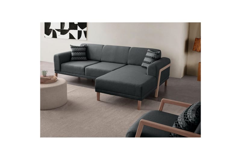 Latrona Soffa med Divan 3-sits - Antracit - Möbler - Soffa - Divansoffor & schäslongsoffa