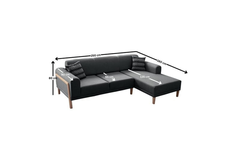 Latrona Soffa med Divan 3-sits - Antracit - Möbler - Soffa - Divansoffor & schäslongsoffa